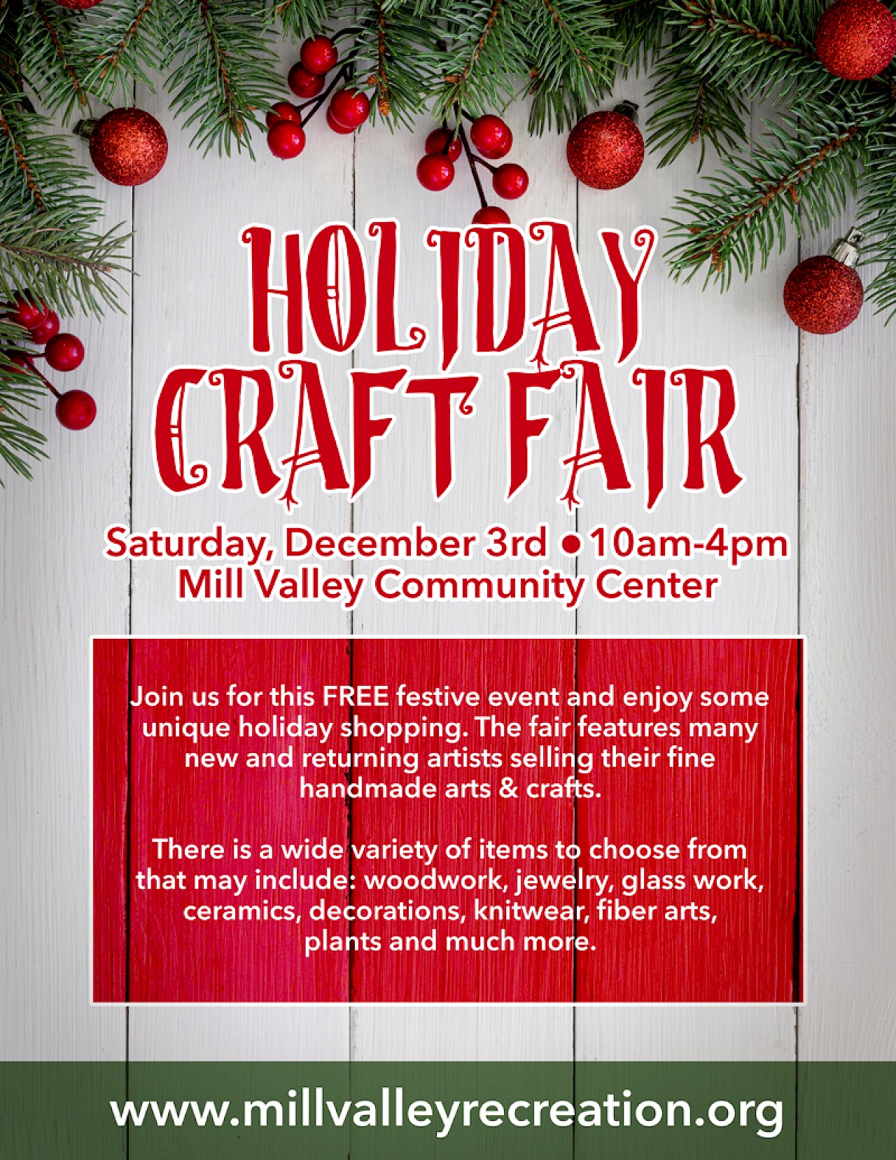 Holiday Craft Fair at Mill Valley Community Center - December 2022