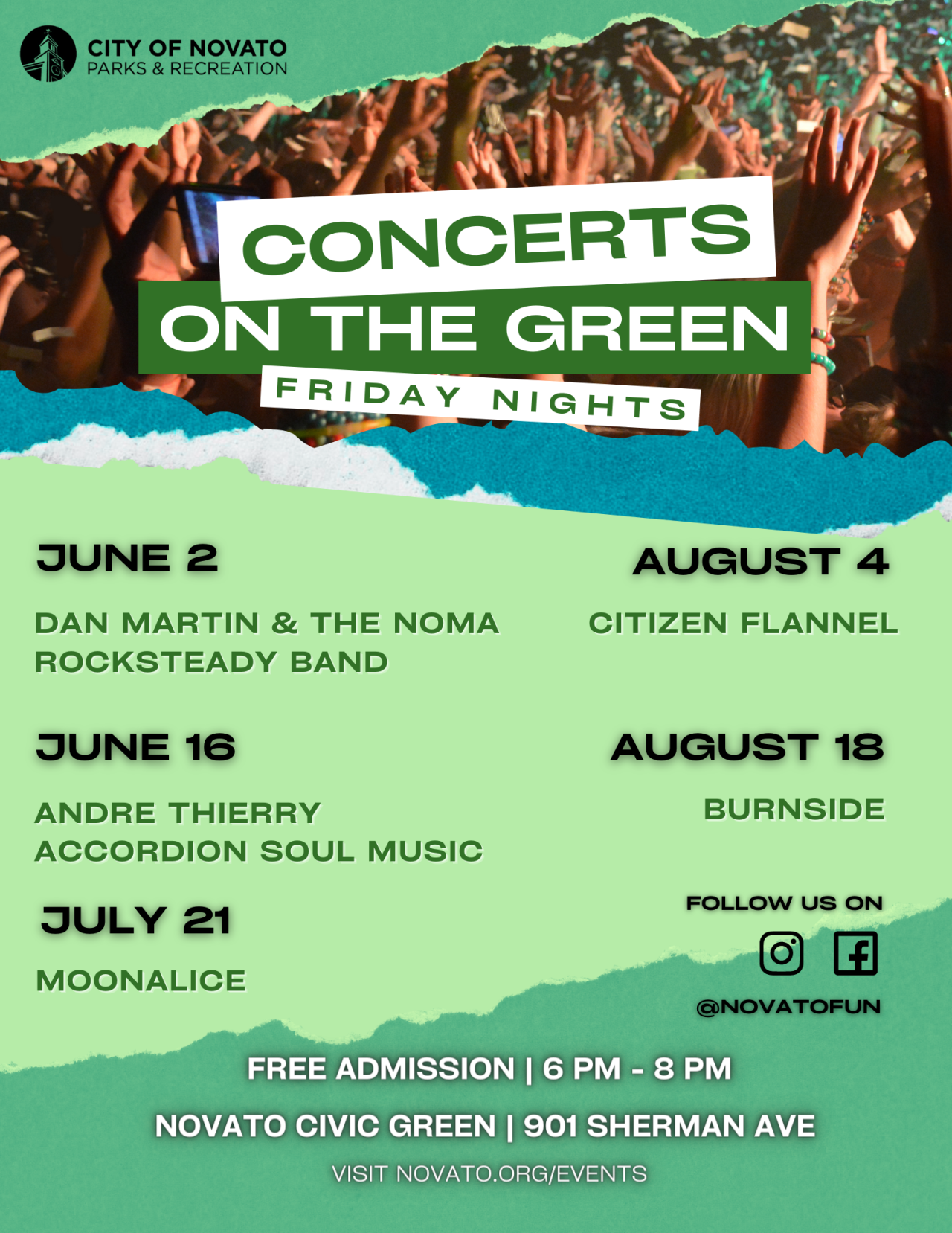 Concerts on the Green in Novato June 2023 Marin Convention